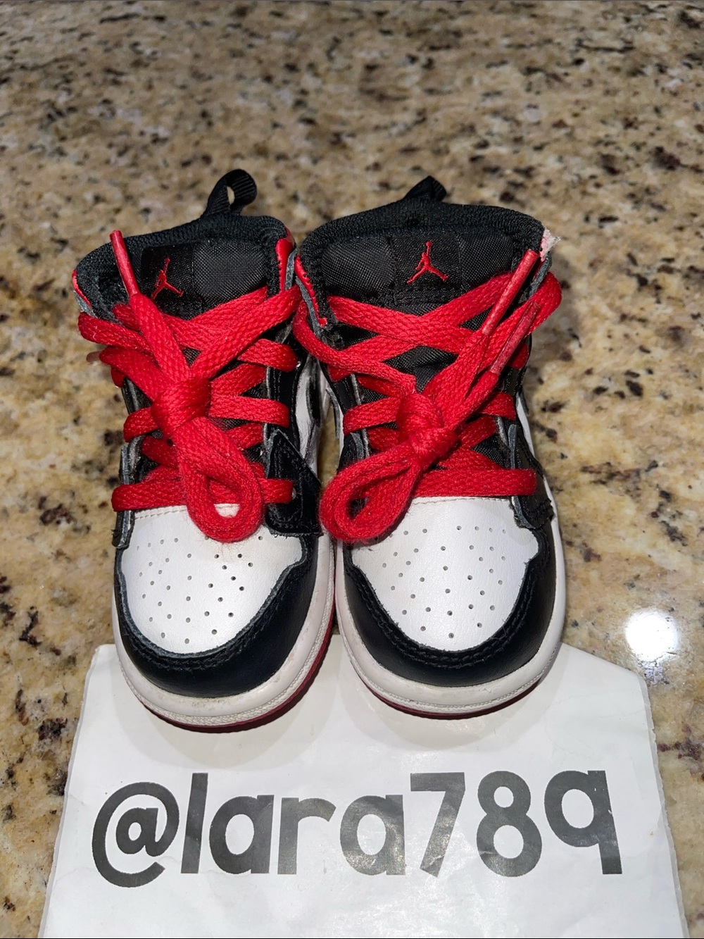 Jordan 1 Toddler Black White Red High-Top Sneakers